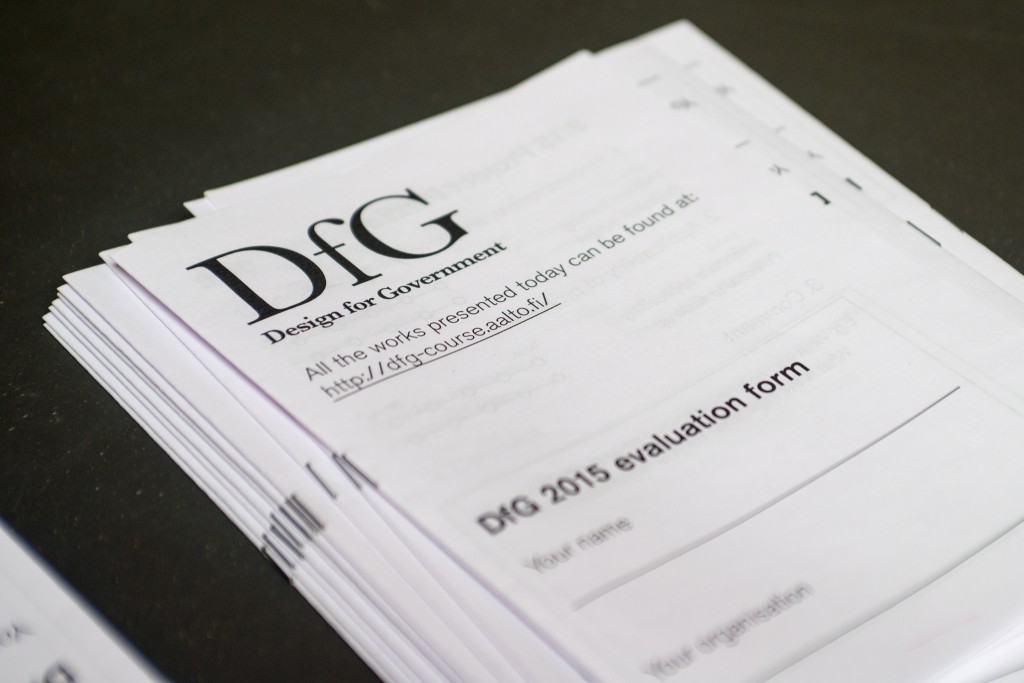 DfG evaluation forms at the Final Show 2015. Photo: Glen William Forde